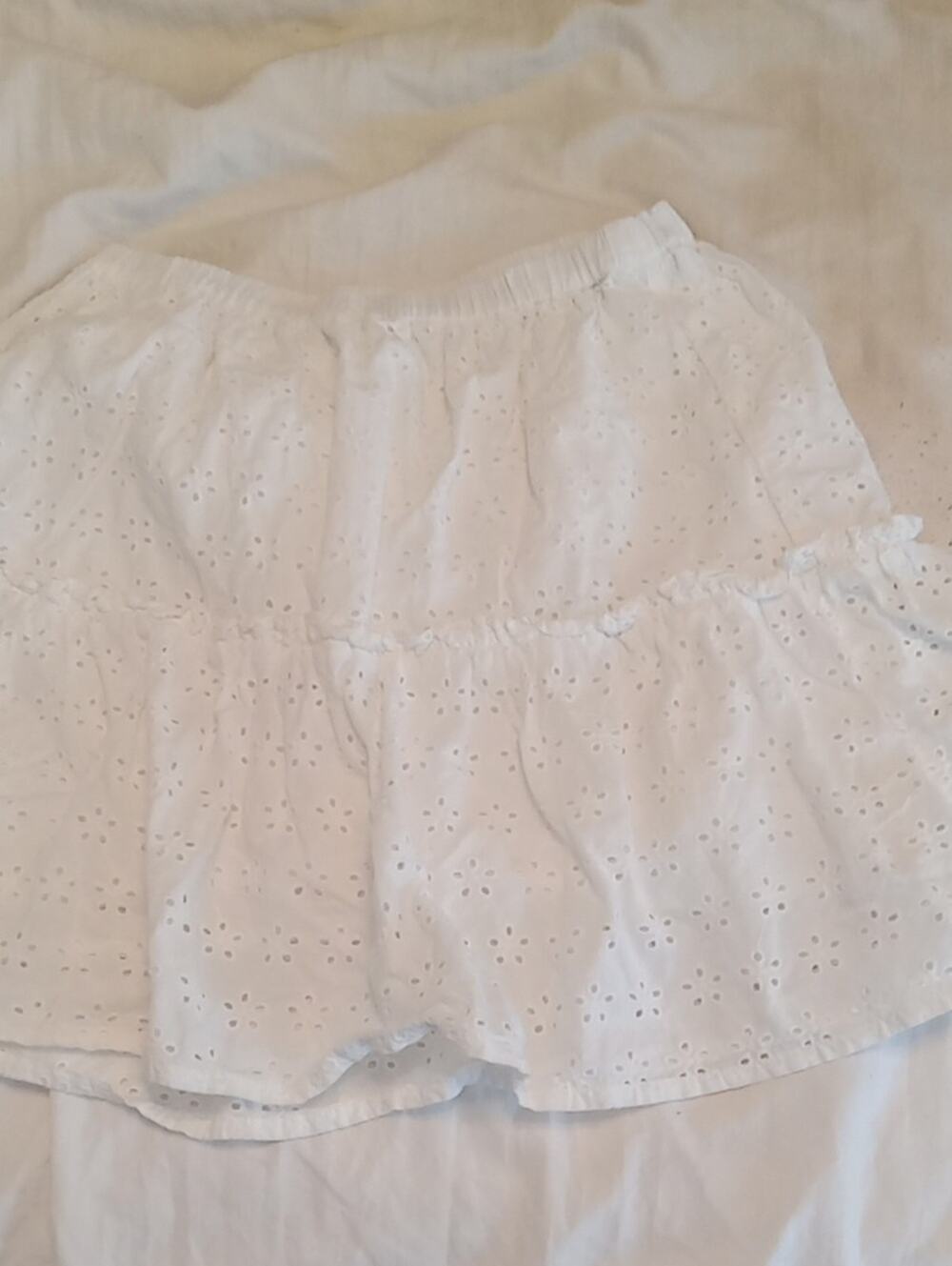 Crewcuts Girl's Size 12 White Eyelet Tiered Mini Skirt. Cottagecore, Summer